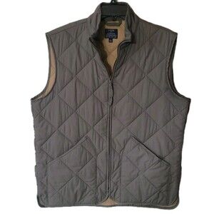 J.Crew Sussex Walker Vest Mens M Sage Green Quilted Full Zip Outerwear Jacket